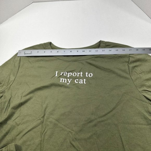 Zoe And Liv Women's Size XXL I Report To My Cat Short Sleeve Tee Shirt Green New - Picture 6 of 11
